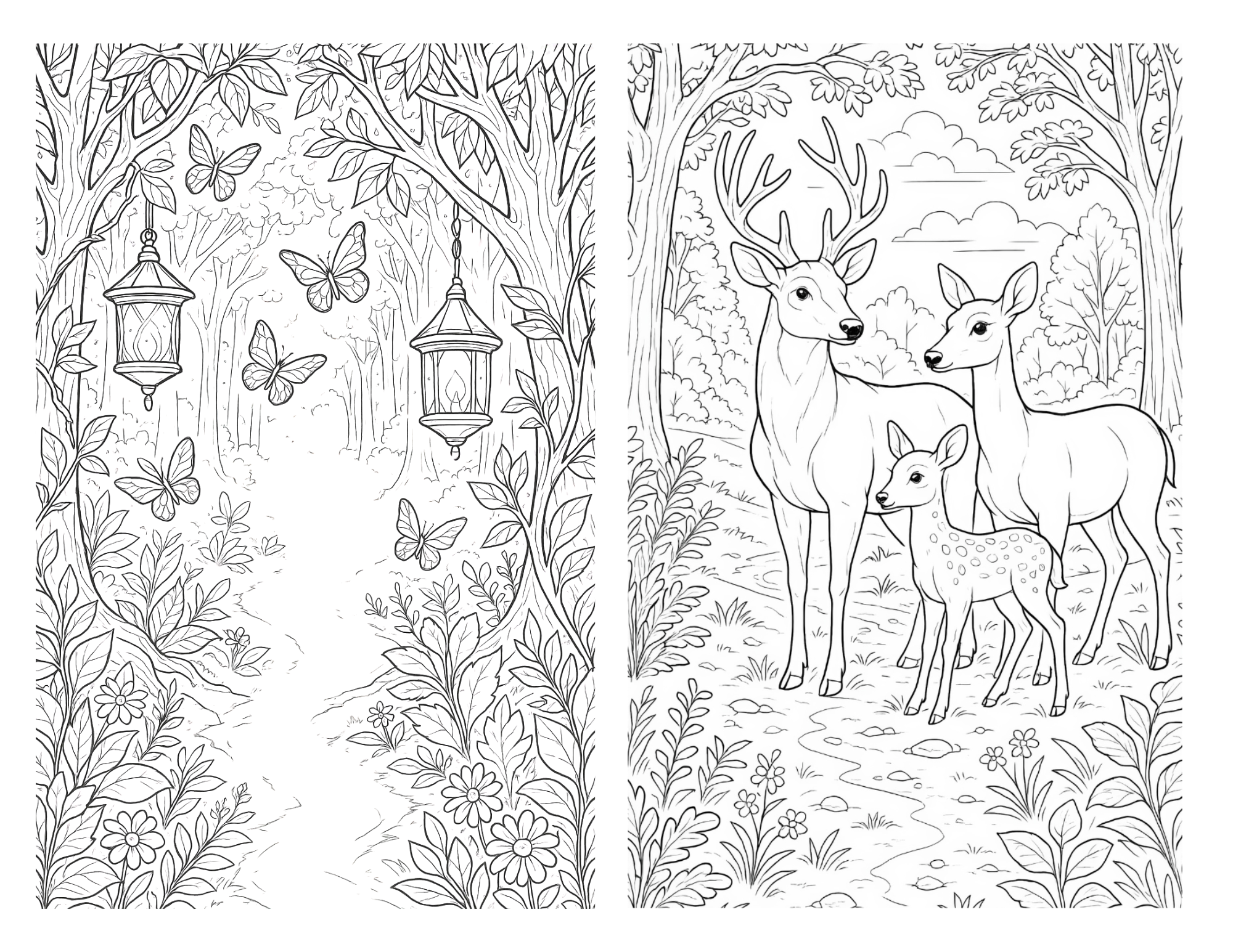 Omalovánka ke stažení -  Lesní motivy